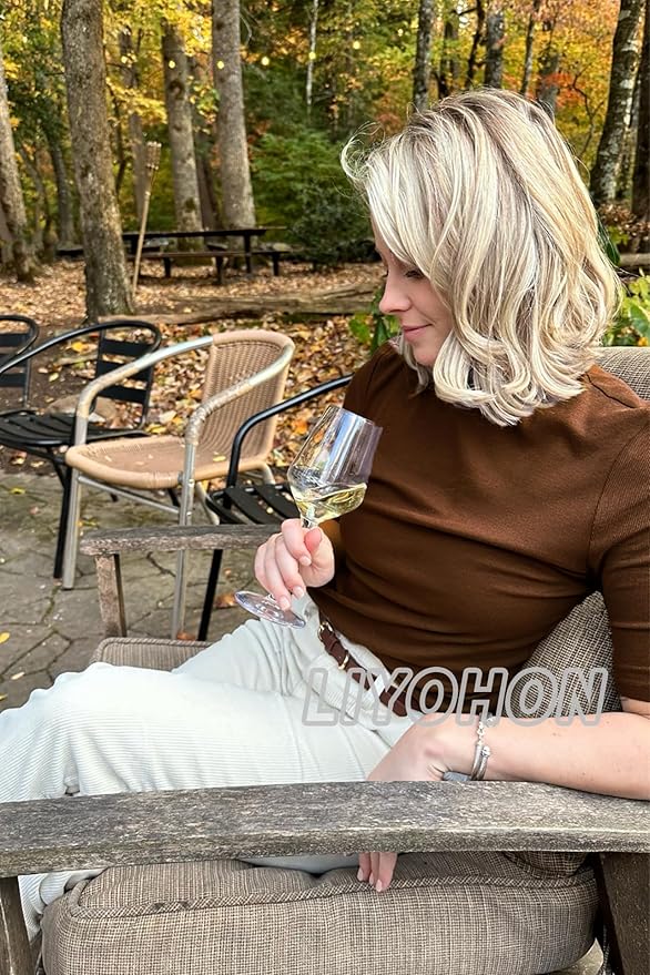 LIYOHON Womens Tops Dressy Casual Mock Turtleneck Business Short Sleeve T Shirts Going Out Tops 2025