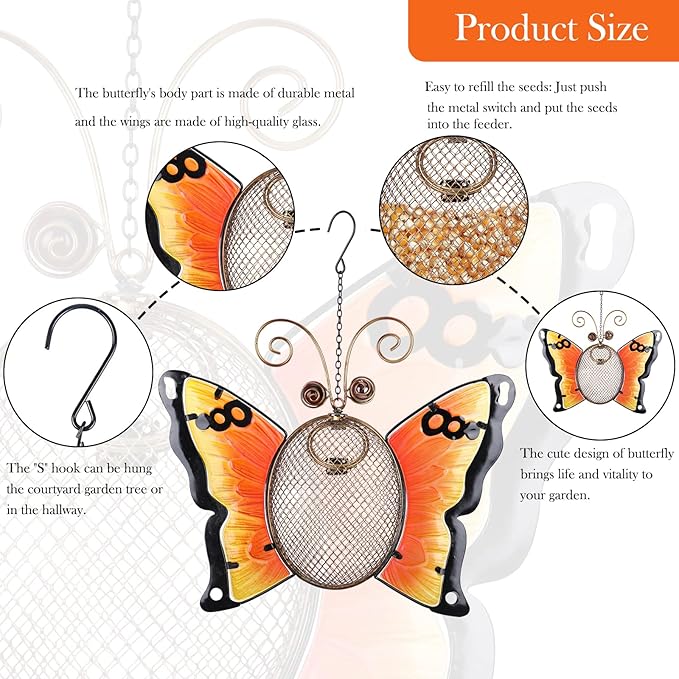 Wild Bird Feeders Metal Hanging Wild Bird Seed Feeder Butterfly Garden Yard Outdoors Decoration