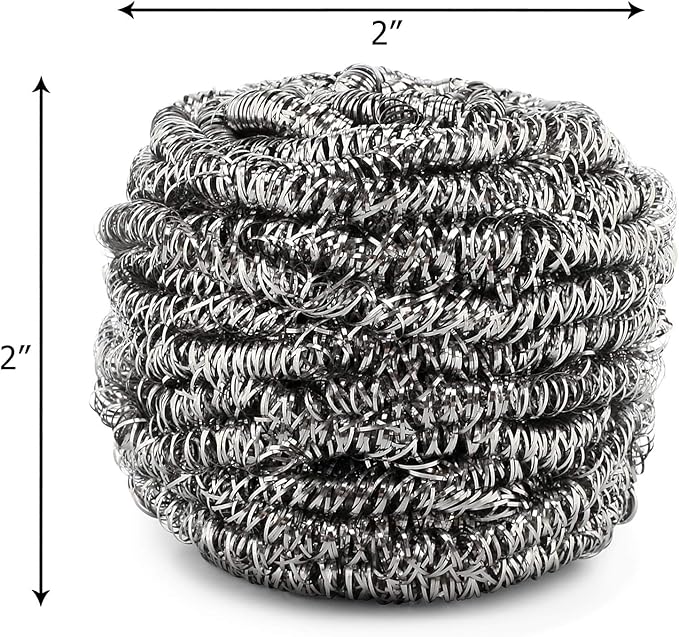 SCRUBIT 6 Pack Stainless Steel Scourers Steel Wool Scrubber Pad Used for Dishes, Pots, Pans, and Ovens. Easy scouring for Tough Kitchen Cleaning.