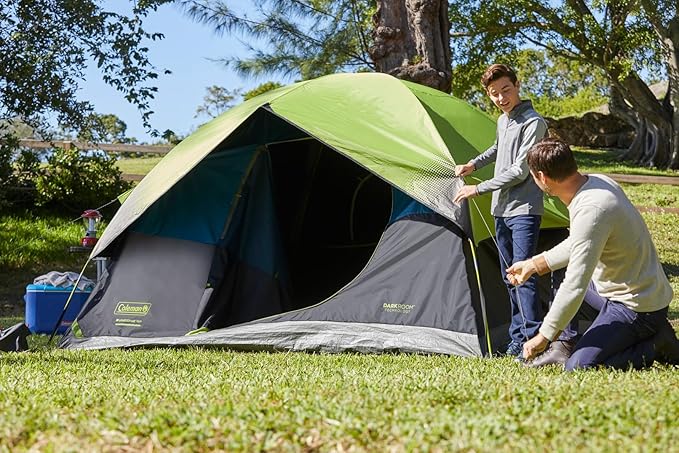 Coleman Sundome Dark Room 46 Person Tent, Blocks 90 of Sunlight to Keep Inside Cool, Weatherproof Tent with Rainfly Sets Up in Minutes