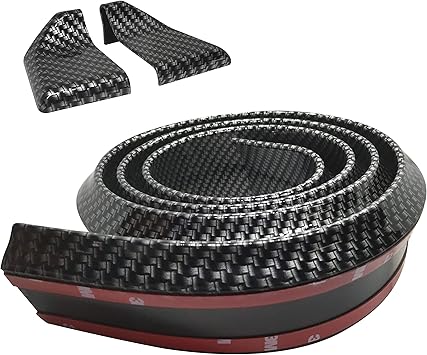 Universal Car Rear Spoiler Exterior 4.9ft1.5m Length Black Carbon Fiber Trunk Spoiler Lip Kit Rear Spoiler Kit Universal Fits for Most Cars Punch-Free Installation