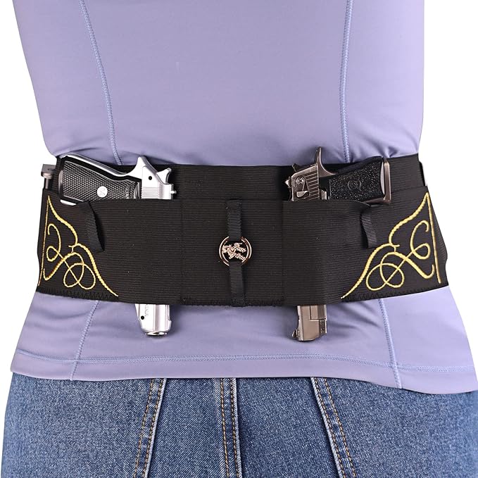 Belly Band Gun Holster for Concealed Carry, Elastic Breathable Waist Holster for Pistols -Fit for Glock 19, PT-22, 22 Caliber, 380 &Similar Guns, Comfortable Women's Edition