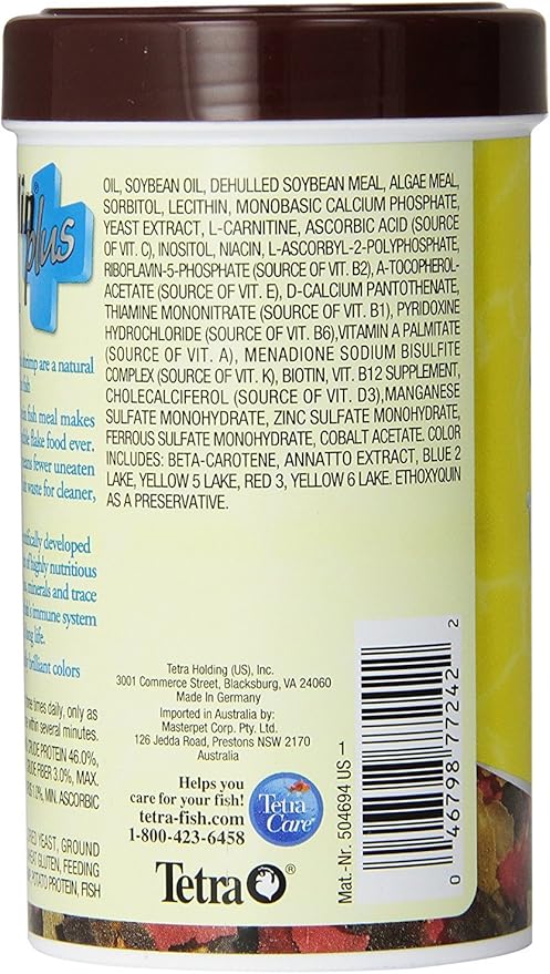 TetraMin Plus Tropical Flakes, Cleaner and Clearer Water Formula 7.06 Ounce (Pack of 1)
