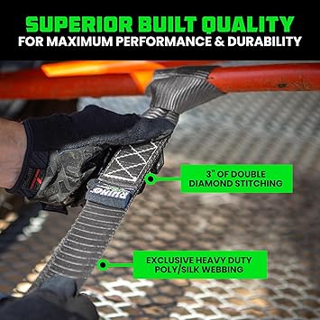 Rhino USA Soft Loop Tie Down Straps (4-Pack) - 1.6 Inch x 17 Inch (5,000 lbs Break Strength) Heavy Duty Motorcycle Straps for use with Ratchet Straps - Handlebar Straps for ATV, UTV, Dirt Bike (Gray)
