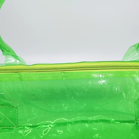 Spend Night Bag Clear PVC Tote Bag Bright Candy Color with Durable Metal Zipper for Gym, School, Travel, Beach