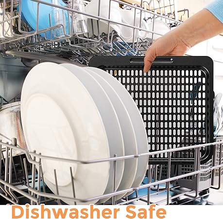Air Fryer Cooking Tray for Instant Vortex Plus10 Quart, 2 PCS Food Grade Nonstick Replacement Rack Parts Grill Pan Crisper Plate for Innsky 10.6Qt CROWNFUL 10.6Qt Air Fryer Oven, Dishwasher Safe