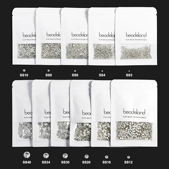 beadsland Flat Back Crystal Rhinestones Round Gems, Light Siam (4.6-4.8mm) SS20/1440pcs