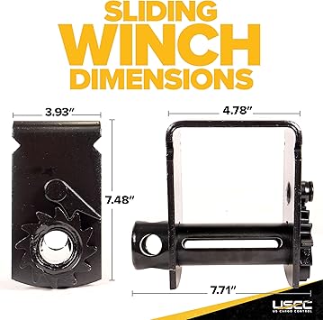US Cargo Control Storable Sliding Winch for Flatbed Trailer (5-Pack), 4 Inch Winch Holds Up 50 Feet of Webbing, Tie-Down Winch Fits Sliding C Winch Track, 5,500 LBS Working Load Limit