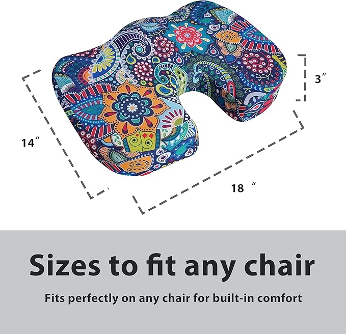 Boho Seat Cushion for Tailbone Pain Relief Office Computer Memory Foam Chair Cushion for Pressure Relief Coccyx Cushion Tailbone Pain Sciatica for Boho Lover