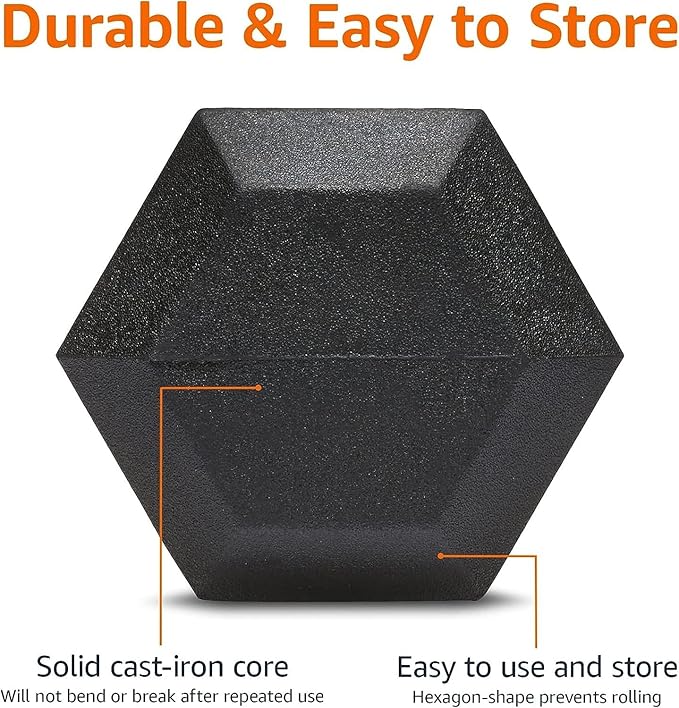 Basics Rubber Hex Dumbbell Hand Weight