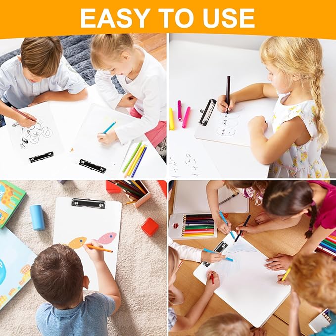 Dry Erase Wood Clipboard 2 Pack, Hardboard Clip Board 8.5x11 for Classroom, Students, Kid, Size 9" x 12.5", Double-Sided White Board, with Low Profile Clip, Office School Supply