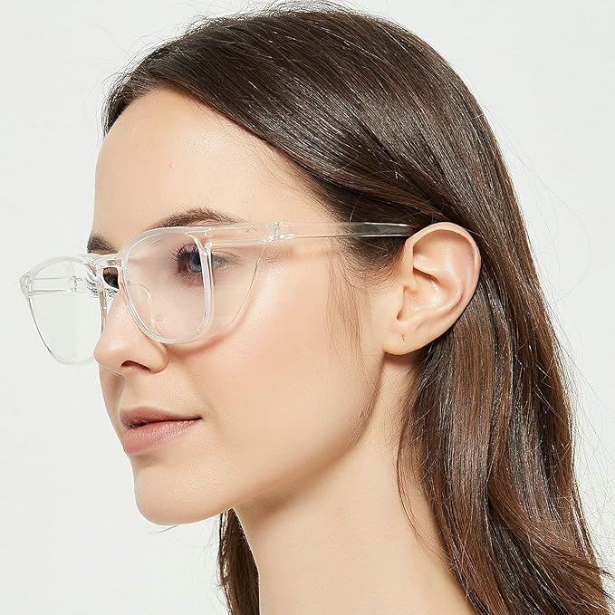 Protective Eyewear Safety Goggles Clear Anti-fogAnti-Scratch Safety Glasses Men Glasses, Transparent Frame
