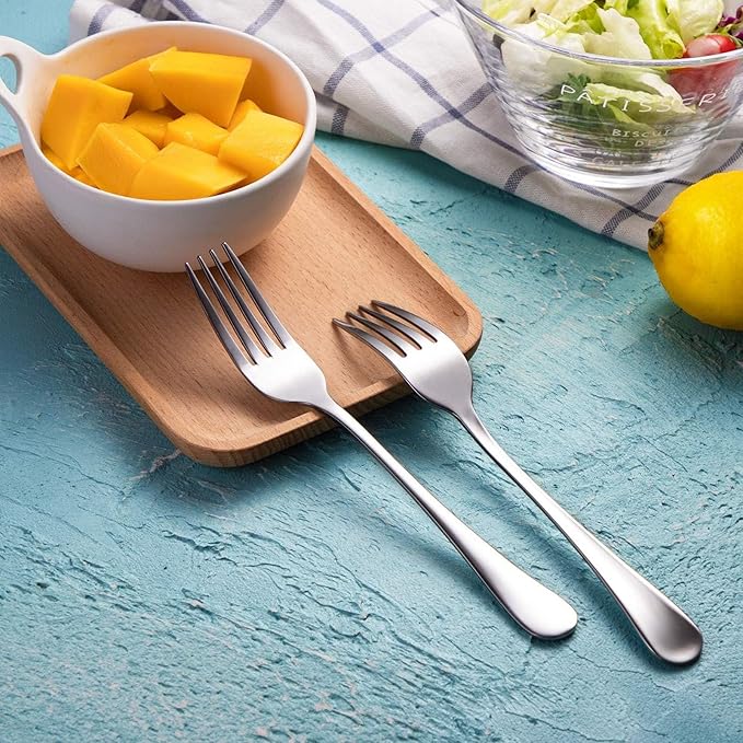 5 Pcs Thicken Dinner Forks Stainless Steel Forks Silverware Mirror Polished Dishwasher Safe for Kitchen Home Restaurant - Silver Fork