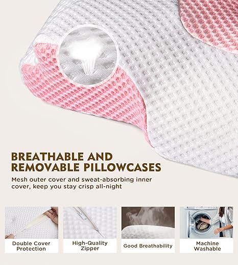 Osteo Cervical Pillow for Neck Pain Relief, Hollow Design Odorless Memory Foam Pillows with Cooling Case, Adjustable Orthopedic Bed Pillow for Sleeping, Support for Side Back Sleepers