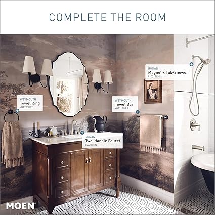 Moen Ronan Spot Resist Brushed Nickel Two-Handle Widespread Modern Bathroom Faucet, Valve Included, 84023SRN