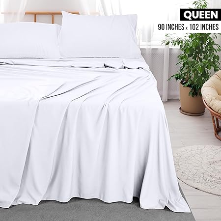 Utopia Bedding Flat Sheet - 1 Pack (Queen, White) - Soft Brushed Microfiber Fabric - Shrinkage Fade Resistant Top Sheet - Easy Care Bed Sheet