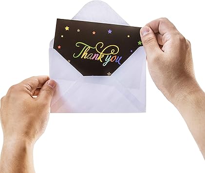 Youngever 72 Thank You Card, Envelope with Sealer Stickers Assortment, Flat Notes Greeting Cards, Blank Card, 12 Designs, 4 x 6 Inches