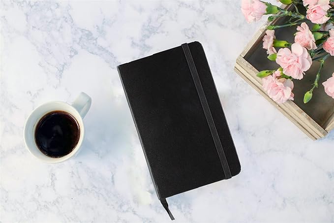 JAM PAPER Hardcover Notebook with Elastic Band - Medium Journal - 5 x 7 - Black - 100 Lined Sheets - Sold Individually
