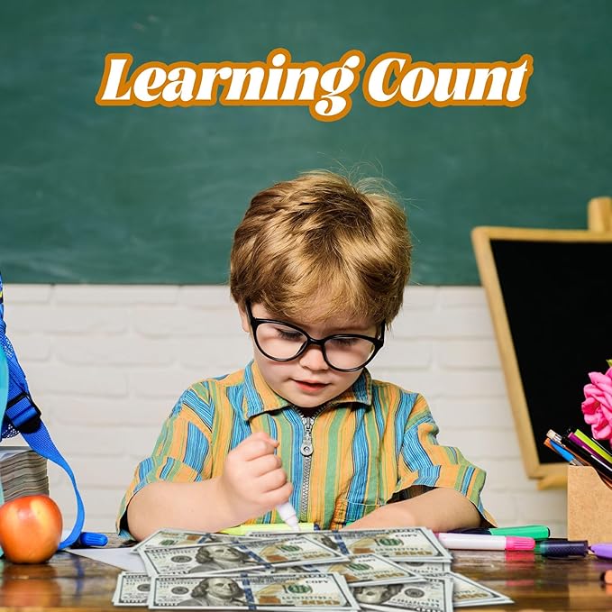 Flyart 200 PCS Prop Money for Pretend Play, Play Money for Learning, Movie, Board Game, Party