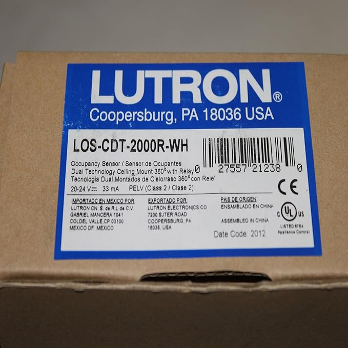 Lutron LOS-CDT-2000R-WH Occupancy Sensor Ceiling Mount Dual Tech 2000 Sq Ft W Relay White Gloss