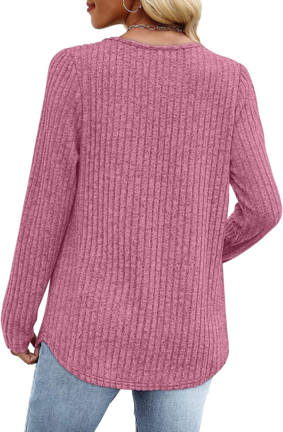 WIHOLL Long Sleeve Shirts for Women V Neck Lightweight Sweaters Casual Tunic Tops Outfits Fall Fashion Spring Clothes 2026.