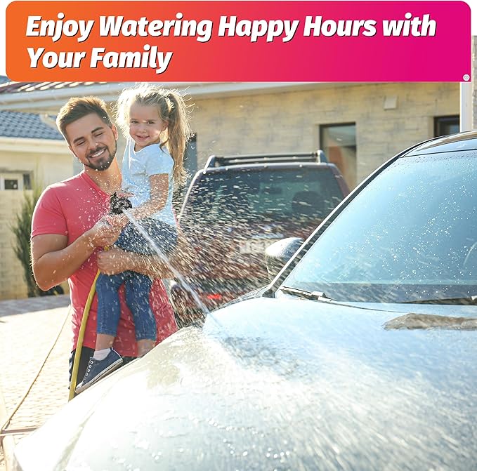 AUTOMAN Garden Hose Nozzle - 7 Patterns Sprayer, 100 Metal High Pressure Spray Nozzle, Labor-Saving Design, Heavy Duty Water Hose Nozzle for Garden Watering, Car Washing, Window Cleaning,Pets Bathing