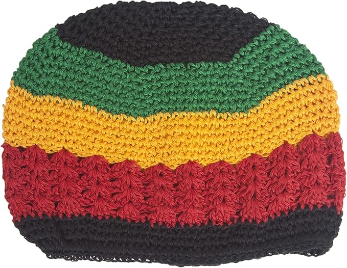 Hand Crocheted Beanie, Rasta Black