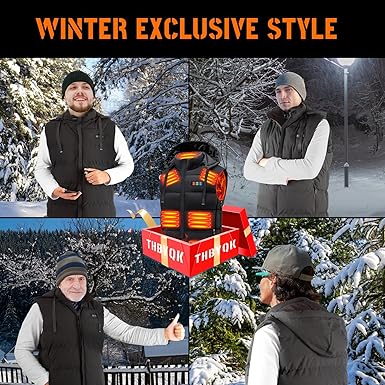 15 Heated Zones Heated Vest, Heated Vest for Men Women Lightweight Electric Heating Vests with 35000mAH 7.4V Battery Pack for Winter (XL)
