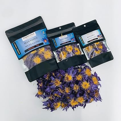 Ceylon Soul Blue Lotus Flowers, Dried Loose Leaf Whole Flowers for Herbal Tea 1oz