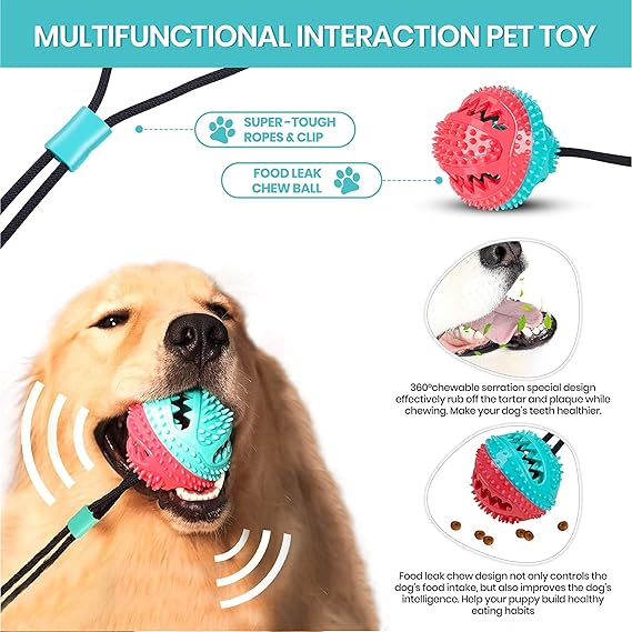 Dog Toys for Aggressive Chewers Interactive Teething Boredom and Stimulating Tug of War Suction Cup Puzzle Indestructible Puppy Rope Enrichment Teeth Cleaning Ball Accessories for Small Large Dogs