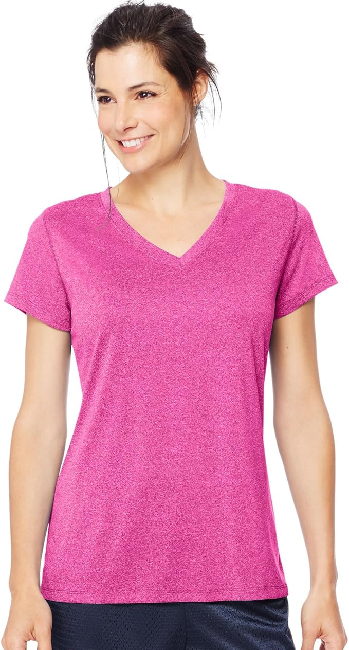 Hanes Women's Cooldri Short Sleeve Performance V-Neck T-Shirt (1 Pack)