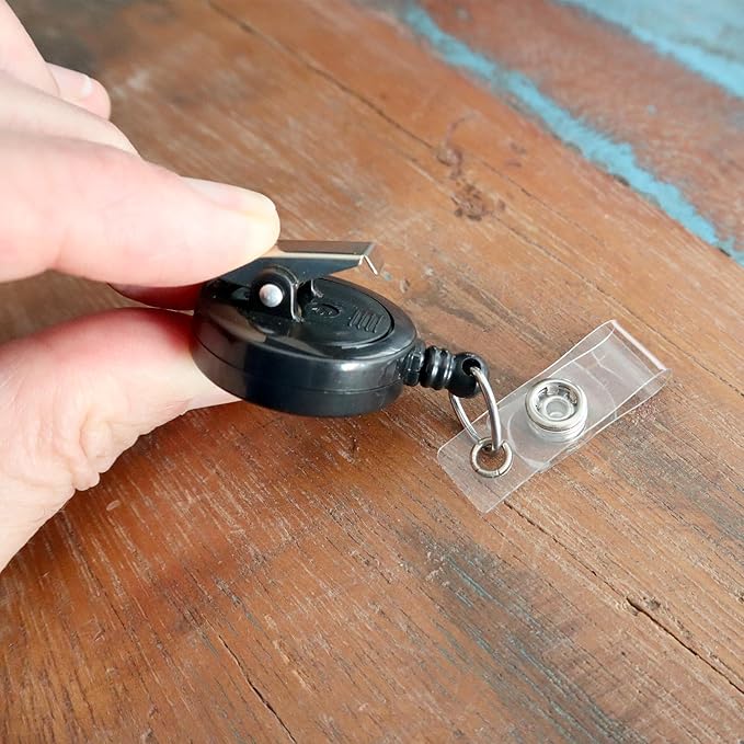 Bulk 25 Pack - Black Retractable Badge Reels with Alligator Swivel Clip Vinyl Card Holder Strap by Specialist ID - Bulk Premium Black Retractable Name Badge Reels with Alligator Swivel Clip