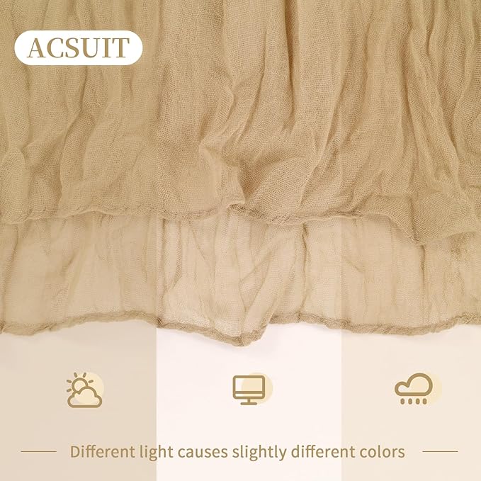 3 Pack Beige Cheesecloth Table Runner 20 x 120 inch Gauze Table Runners 10 FT Long,Semi Sheer Boho Cheese Cloth Fabric Table Runner Bulk for Party,Wedding,Baby Shower,Bridal Shower Decoration