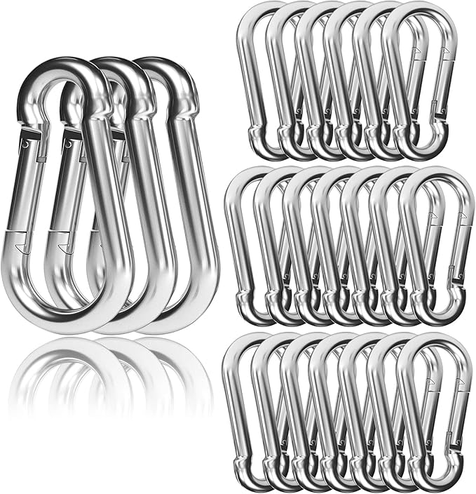 30PCS 4" Heavy Duty Spring Snap Hook, M10 38" Galvanized Steel Carabiner Clip Qiuck Link Spring Snap Hook, 770LBS Holding Capacity Keychain Buckle for Swing Hammock Gym Outdoor