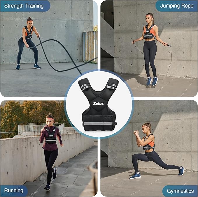 ZELUS Weighted Vest for Men and Women | 20-32lb Vest with 6 Ironsand Weights for Home Workouts | Adjustable Body Weight Vest Exercise Set for Cardio and Strength Training