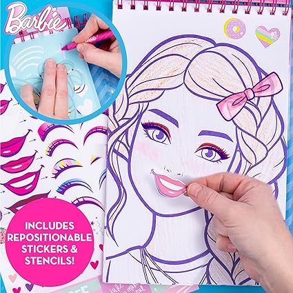 Barbie Makeup Artist Magazine by Horizon Group USA, Create Your Own Hair Makeup Looks Using 130 Stencils, 180 Stickers, Crayons, Pretend Makeup More