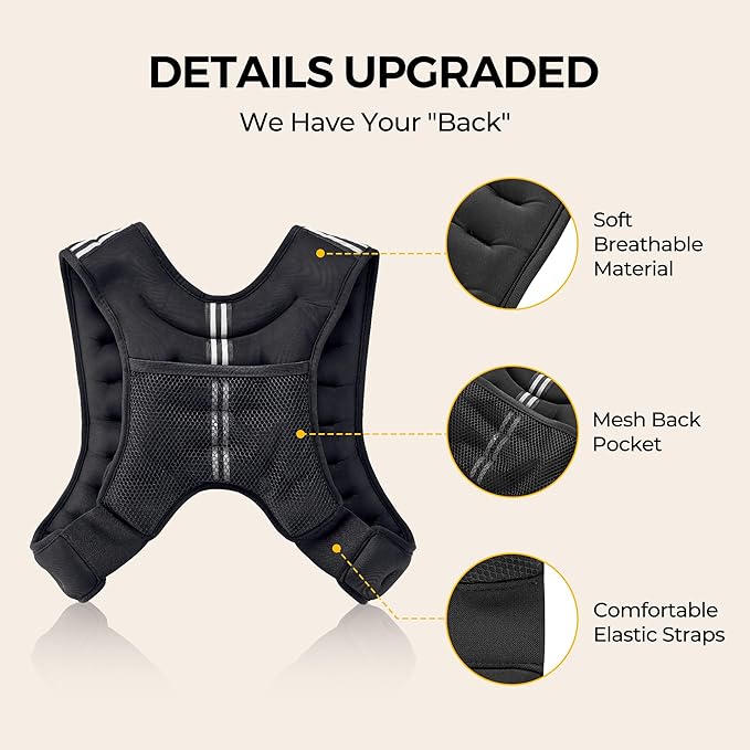 PACEARTH Weighted Vest,4lb6lb10lb12lb16lb20lb25lb30lb Weight Vest with Reflective Stripe, Body Weight Vests Adjustable for Men, Women Workout, Strength Training, Running, Walking, Jogging