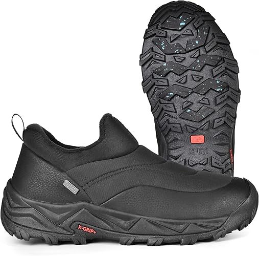 XPETI Winter Snow Casual Slip-on Loafers for Men Cocoon moc Waterproof Jungle Hiking Shoe,Easy Wear on/Off