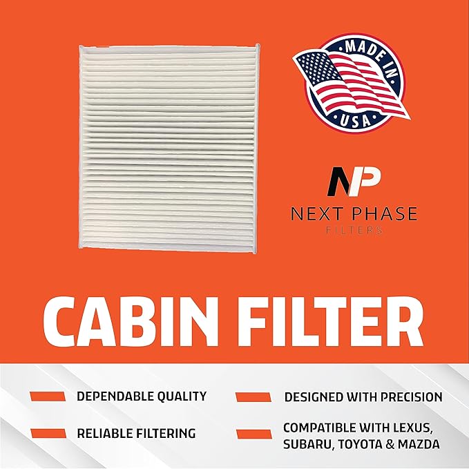 Cabin Air Filter Replacement - Pack of 1 - Made in USA - Compatible with Various Lexus, Subaru, Toyota Mazda Models - Replaces O.E. 8713928020, 72880FL00A, TK4861J6X - for Carbon Upgrade use NP21471