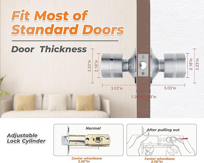Keyless Electronic Entry Door Knob, Keypad Smart Door Knob, Interior Door Handle with Lock, Automatic Locking, Battery Backup, Backlight, Easy Installation, Great for Home, Hotel and Office