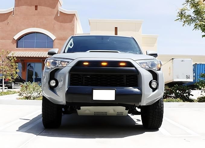iJDMTOY 3pc Amber Lens Amber LED Center Grille Marker Lights Compatible With Toyota 2014-up 4Runner or 2012-up Tacoma TRD Pro w/Wiring and Hardware