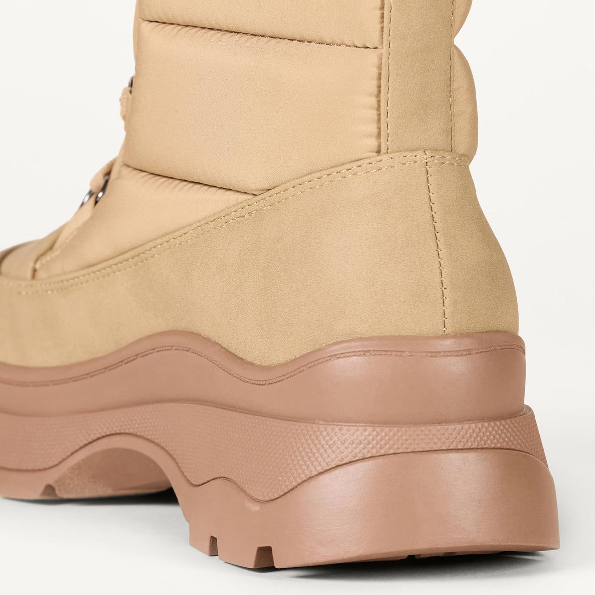 Essentials Women's Lace Up Puffer Snow Boots with Chunky Heel