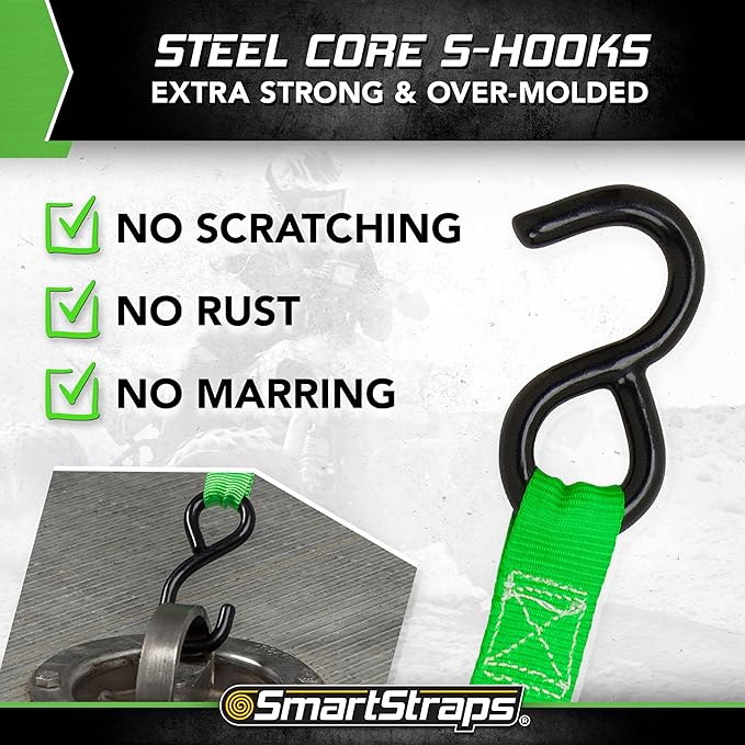 SmartStraps Ratchet Straps - 6ft GRN Padded Ratchet 2pk 1,500lb , green -SMAR138