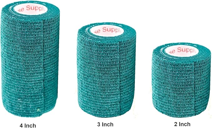 Vet Wrap Tape (Hunter Green) (2 Pack) (2 Inch x 15 feet) Self Adhesive Adherent Adhering Cohesive Flex Self Stick Bandage Grip Roll Dog Cat Pet Horse