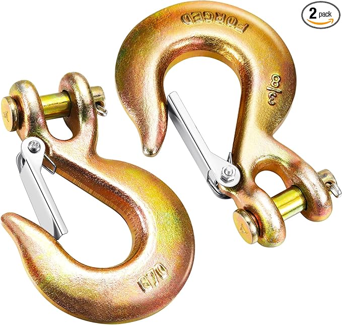 Moxweyeni 2Pack 38 Clevis Slip Hook with Safety Latch, Heavy Duty Forged G70 Steel Chain for Deck Hauler Receiver Hitches Trailer Wiring, Winch, Tow, and Chain Hook