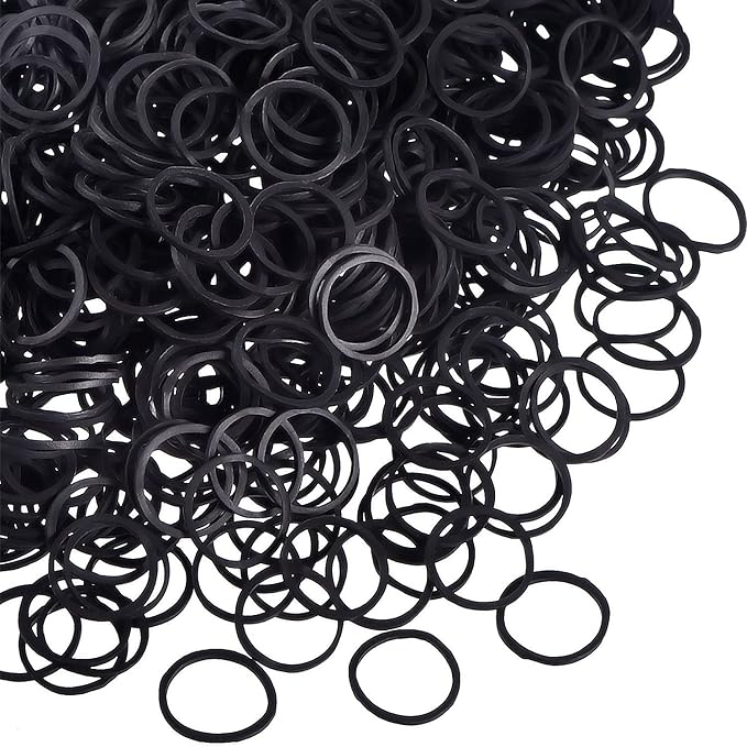 Hicarer 1000 Mini Rubber Bands Soft Elastic Bands for Kid Hair Braids Hair (Black)