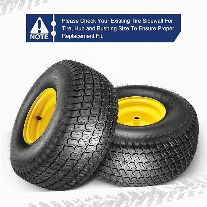MaxAuto 20x8.00-8 Lawn Mower Tires 20x8x8 Lawn Tractor Tire 20x8-8 Turf Tire with Rim, 3.5" Offset Hub, 34" Bore with 316" Keyway, 4 Ply, 965lbs Capacity, Pack of 2 Tubeless Tires