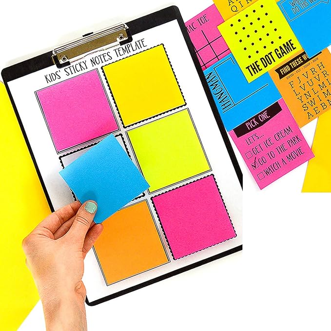 SIMONA Sticky Notes 3x3 in, 6 Color Bright Colorful Sticky Pad, 6 PadsPack, 100 SheetsPad, Self-Sticky Note Pads (Yellow, Green, Blue, Orange, Purple, Rose) a