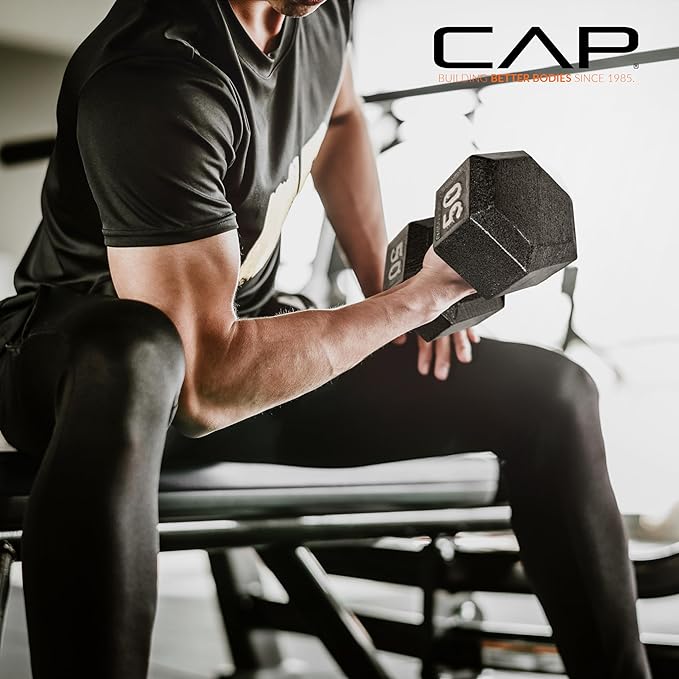 CAP Barbell Black Cast Iron Hex Dumbbell | 40LBS | Single or Pair