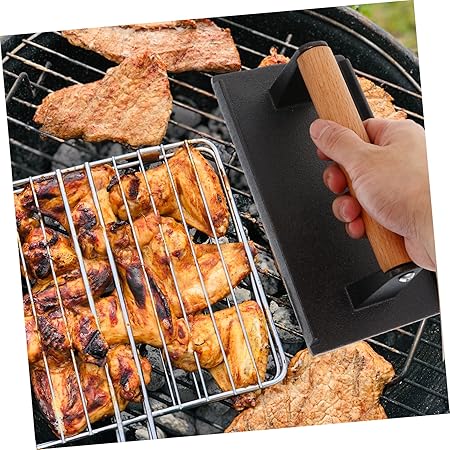 Multi-Function Meat Press Cast Iron Plate Burger Press for Steak Grill Comfortable Grip